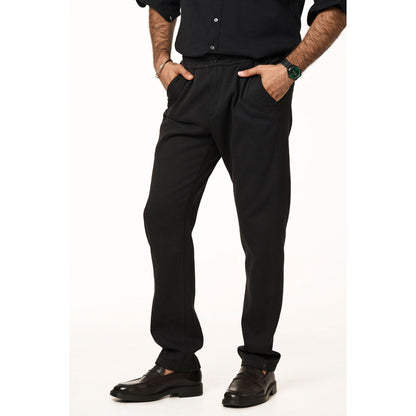 TERRA LUNA Black Solid Relaxed Fit Trouser
