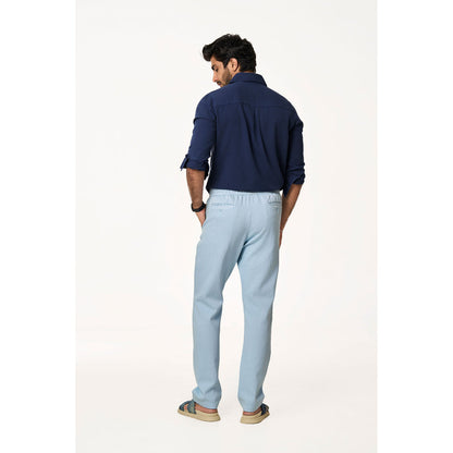 TERRA LUNA Blue Solid Relaxed Fit Trouser