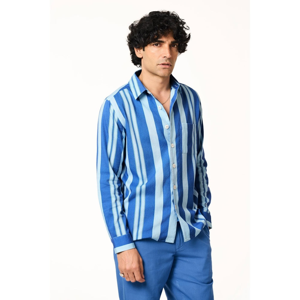 TERRA LUNA Alto Lite Full Sleeves Blue Shirt