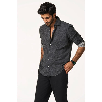 TERRA LUNA Cristo Full Sleeves Charcoal Shirt