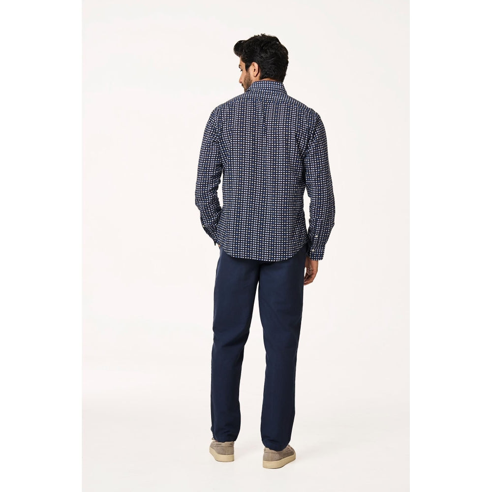 TERRA LUNA Cristo Full Sleeves Navy Blue Shirt