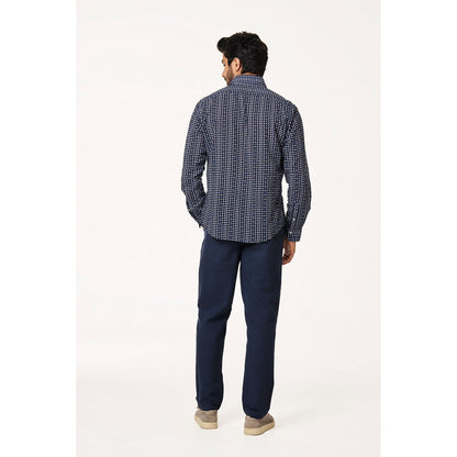 TERRA LUNA Cristo Full Sleeves Navy Blue Shirt