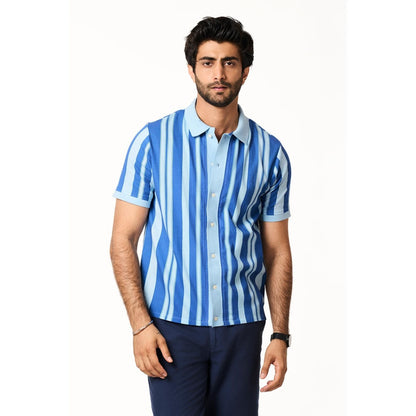 TERRA LUNA Palma Half Sleeves Blue Shirt