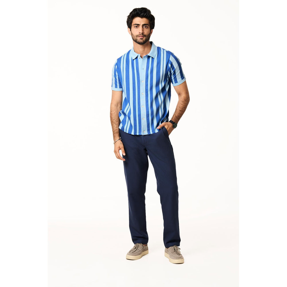 TERRA LUNA Palma Half Sleeves Blue Shirt