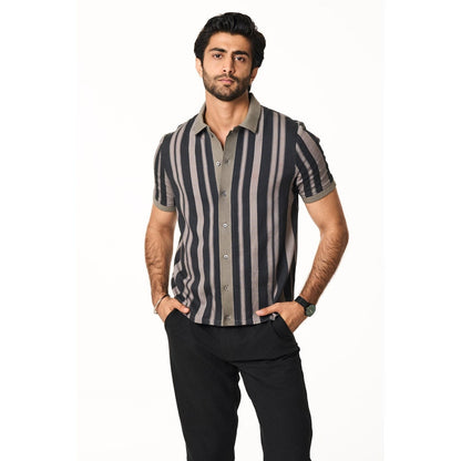 TERRA LUNA Palma Half Sleeves Black Shirt