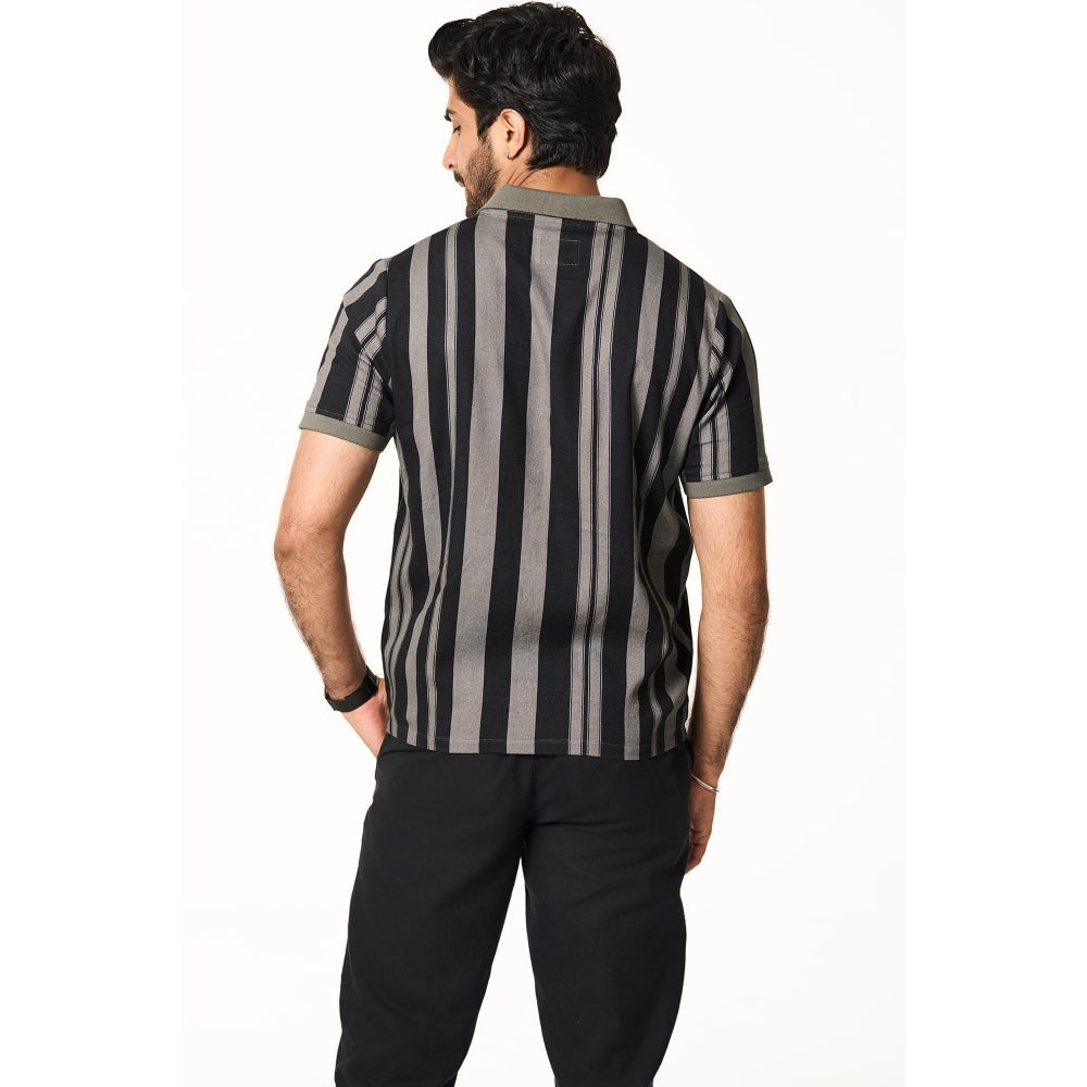 TERRA LUNA Palma Half Sleeves Black Shirt