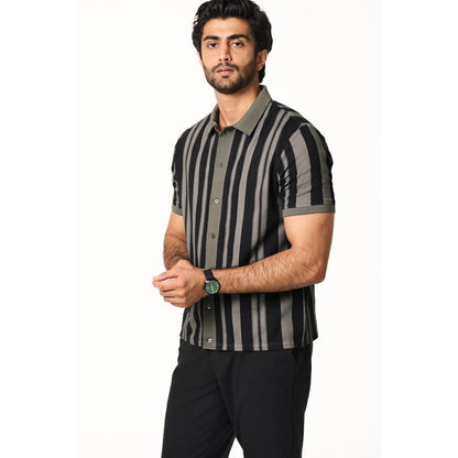 TERRA LUNA Palma Half Sleeves Black Shirt