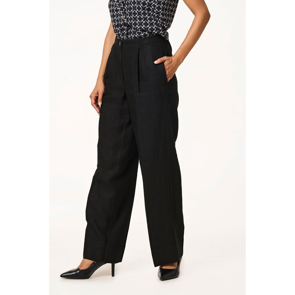 TERRA LUNA Black Delphi Linen Trouser