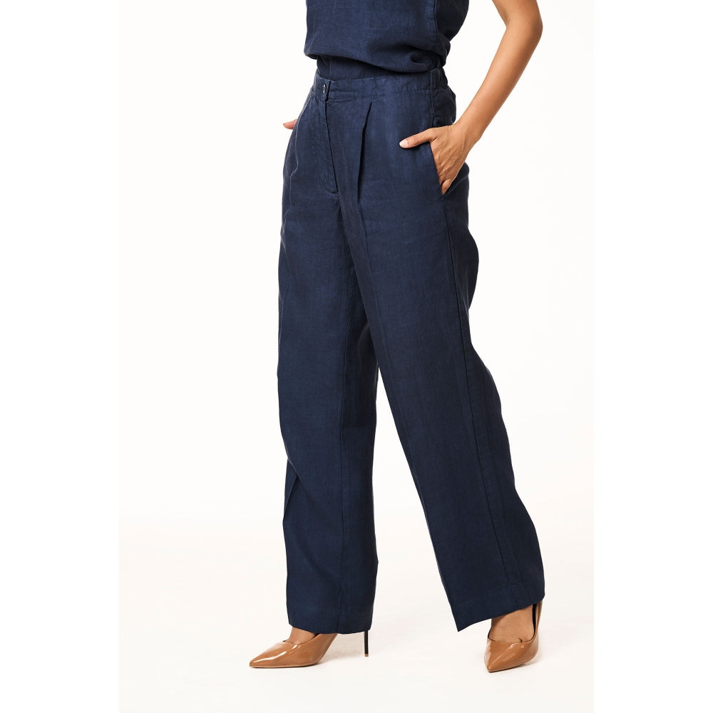 TERRA LUNA Blue Delphi Linen Trouser