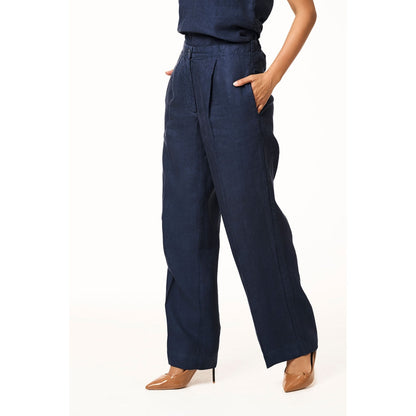 TERRA LUNA Blue Delphi Linen Trouser
