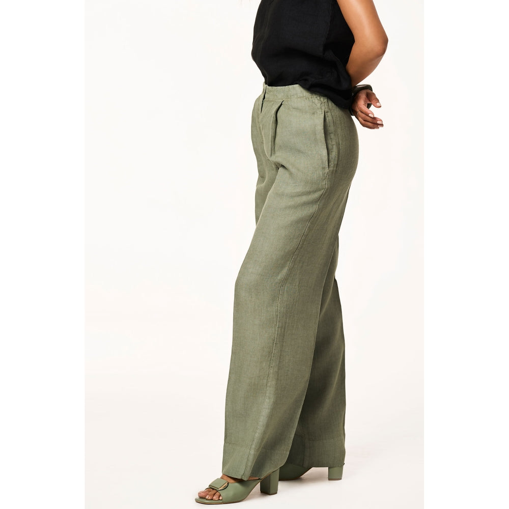 TERRA LUNA Green Delphi Linen Trouser