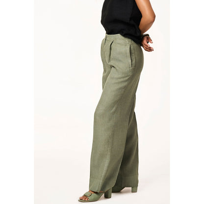 TERRA LUNA Green Delphi Linen Trouser