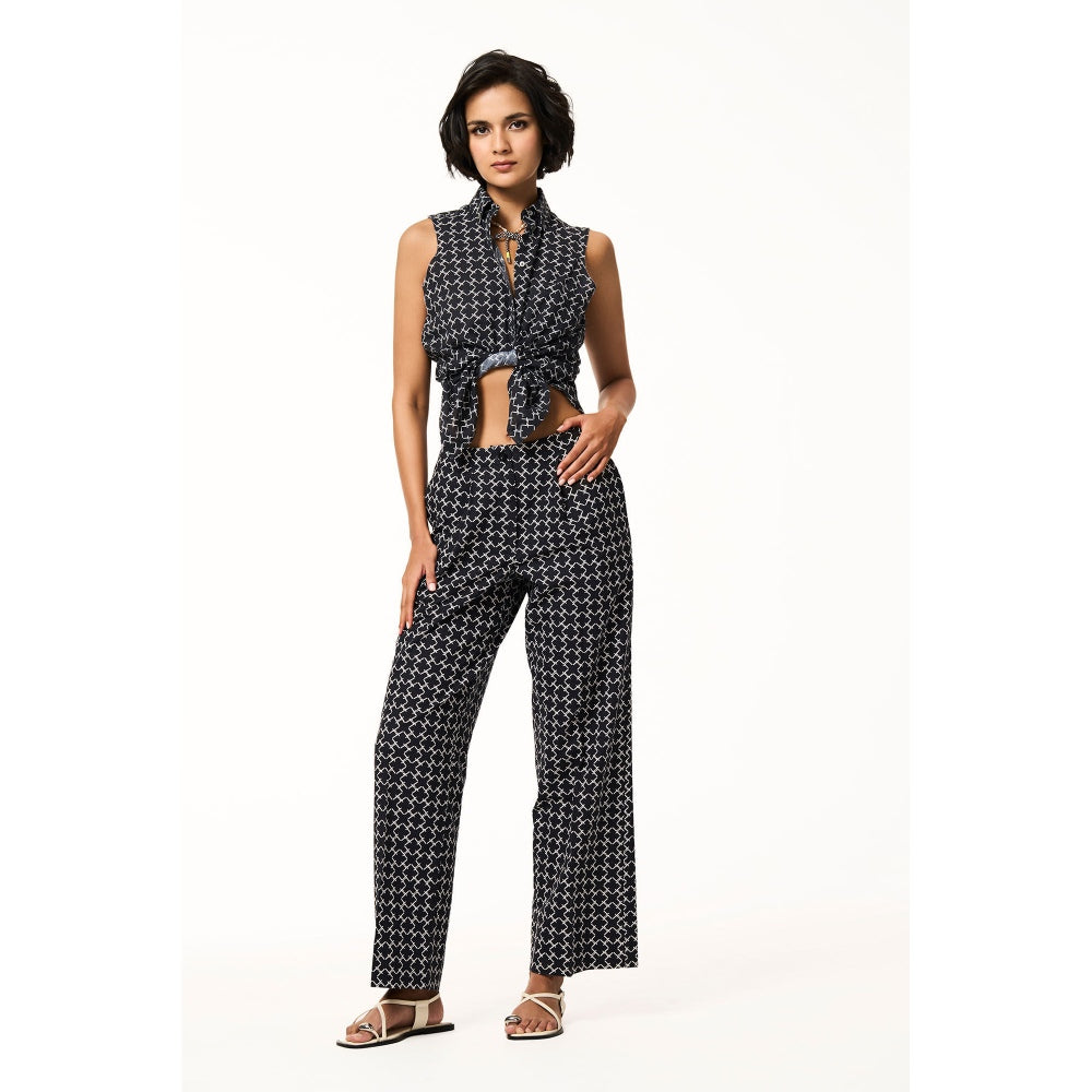 TERRA LUNA Black Delphi Monogram Trouser