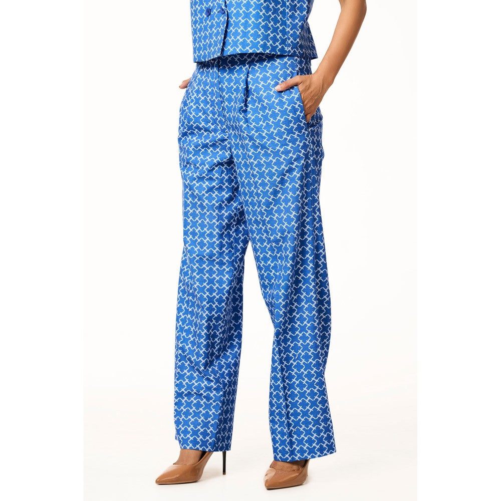 TERRA LUNA Blue Delphi Monogram Trouser