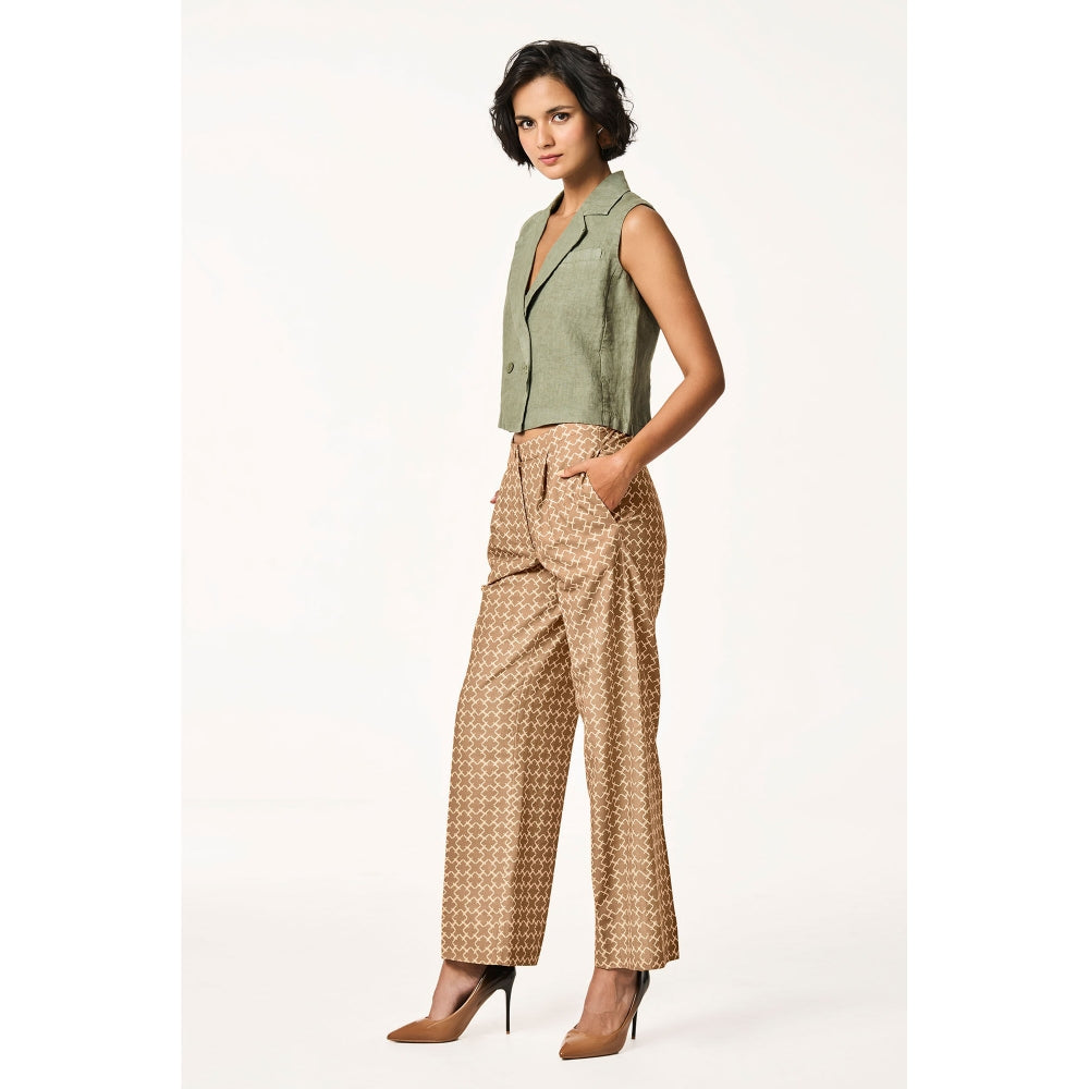TERRA LUNA Brown Delphi Monogram Trouser