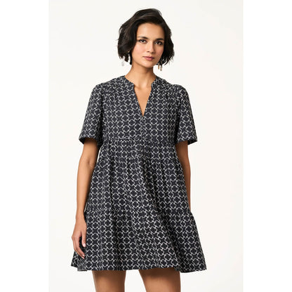 TERRA LUNA Women Bree Black and White Monogram Dress