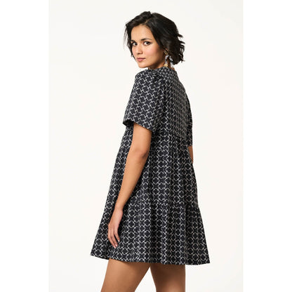 TERRA LUNA Women Bree Black and White Monogram Dress