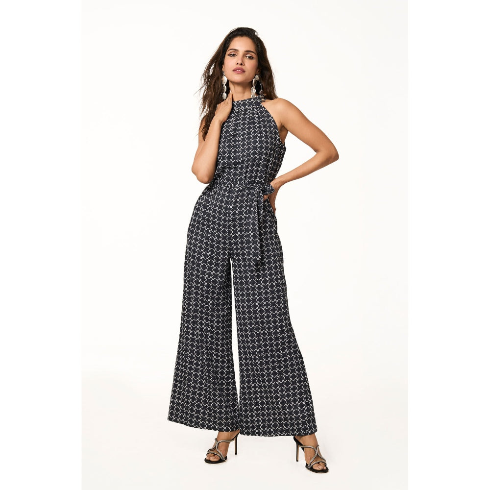 TERRA LUNA Nori Black Printed Jumpsuit