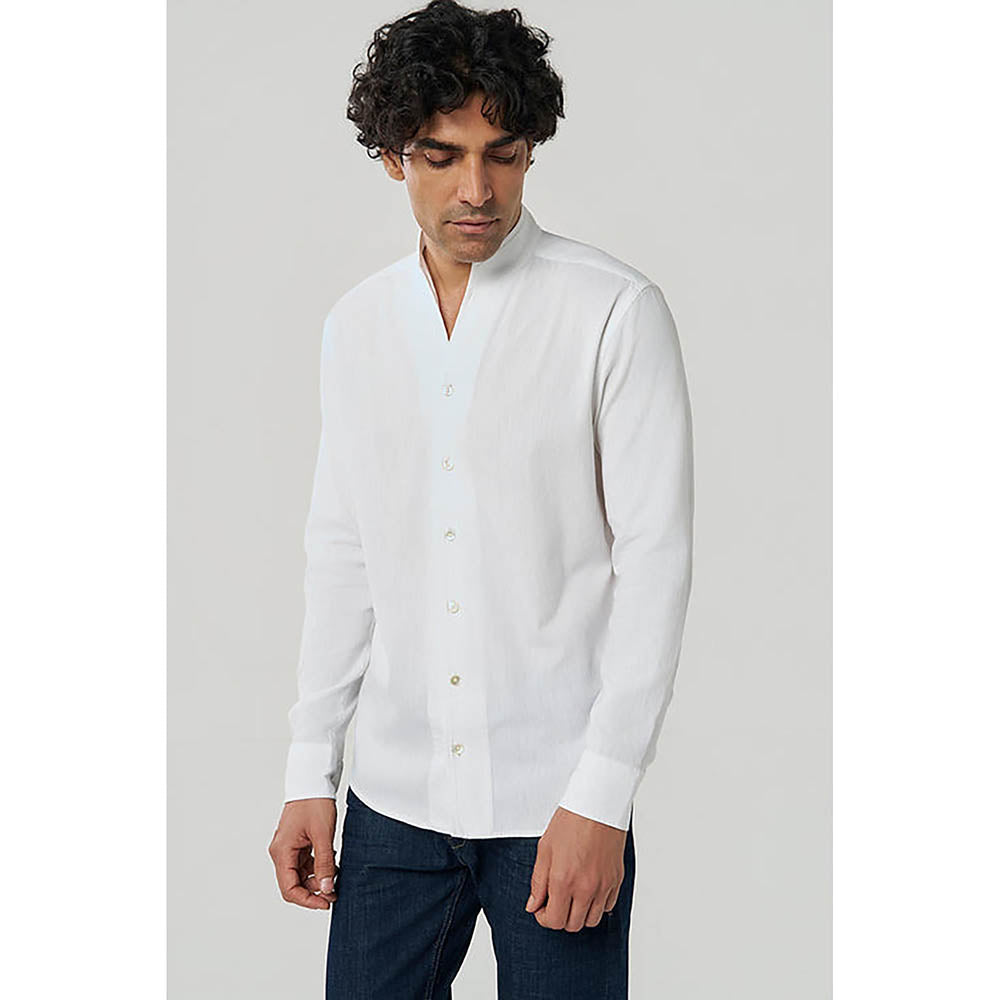 TERRA LUNA White Hunt Linen Casual Shirt