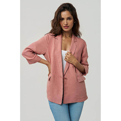 TERRA LUNA Sasha Linen Pink Blazer