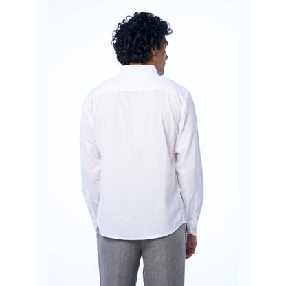 TERRA LUNA White Mason Ls Khadi Casual Shirt