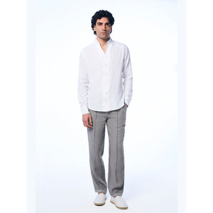 TERRA LUNA White Mason Ls Khadi Casual Shirt