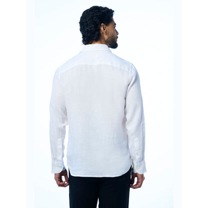 TERRA LUNA White Fabio Ls Linen Casual Shirt