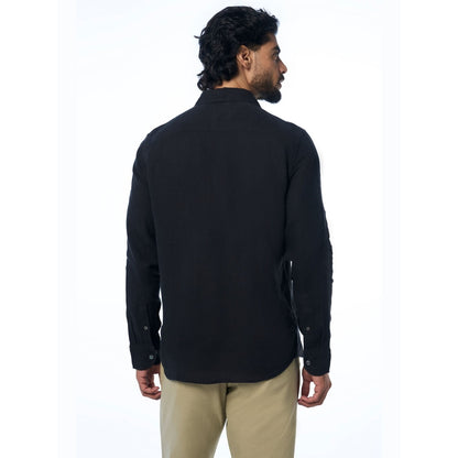 TERRA LUNA Black Fabio Ls Linen Casual Shirt