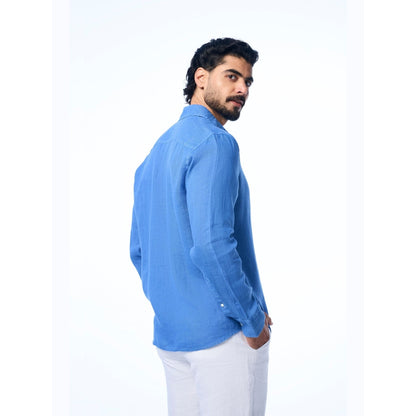 TERRA LUNA Blue Fabio Ls Linen Casual Shirt
