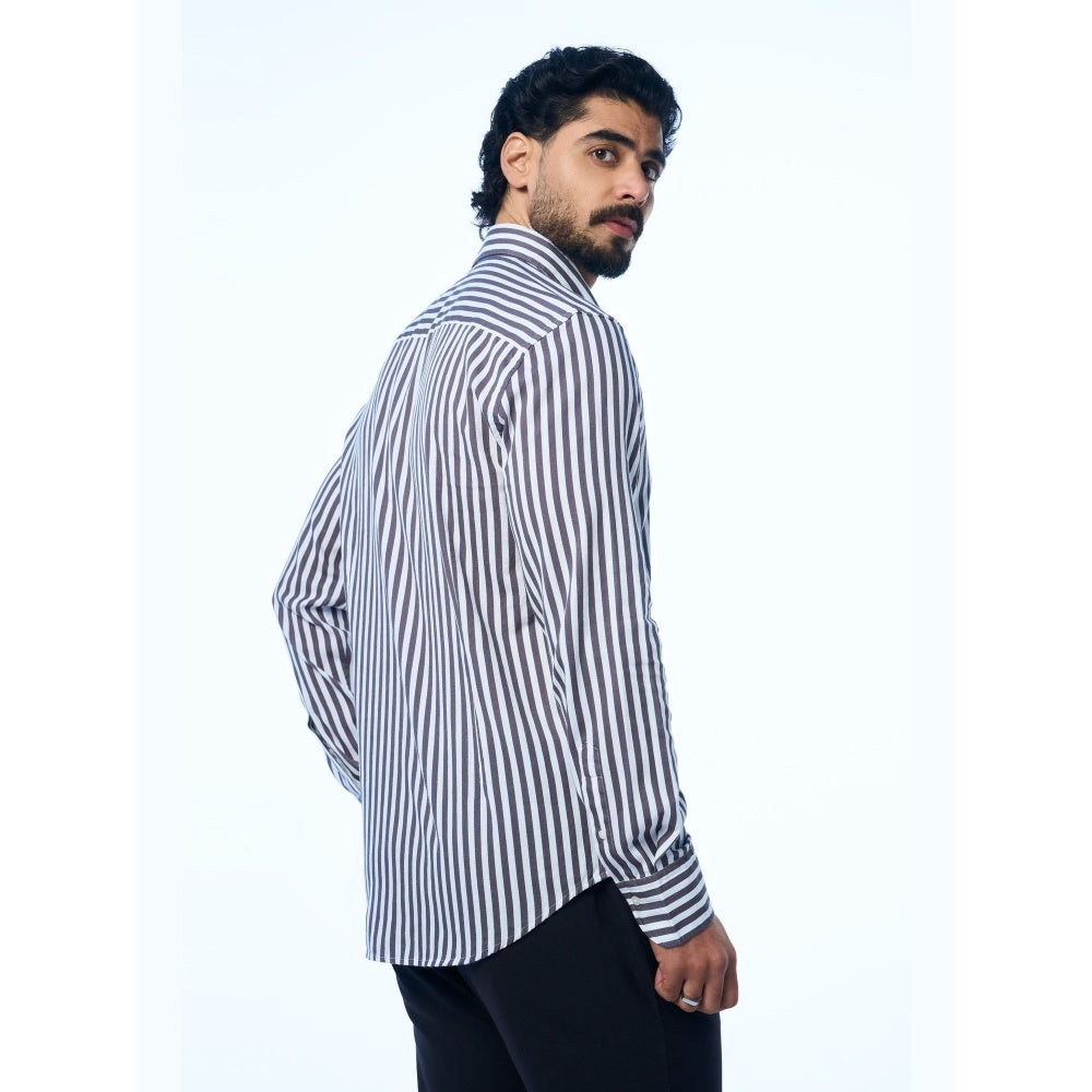 TERRA LUNA Black Danny Ls Khadi Casual Shirt