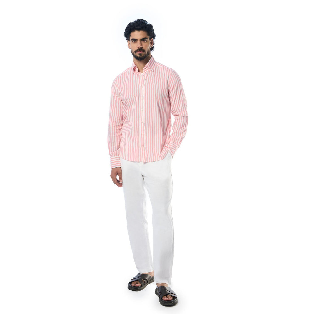 TERRA LUNA Pink Danny Ls Khadi Casual Shirt