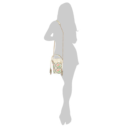 The Leather Garden Poppy Beaded Bucket Bag