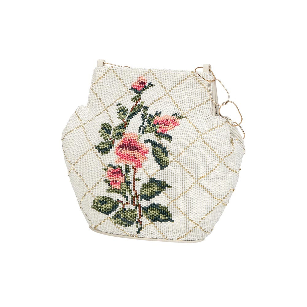 The Leather Garden Dandelion Beaded Hand Bag