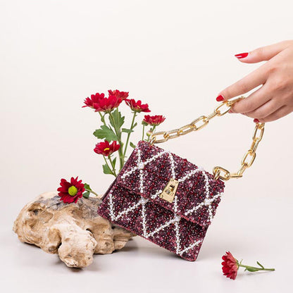 The Leather Garden Erica Sangria Handheld Mini Bag