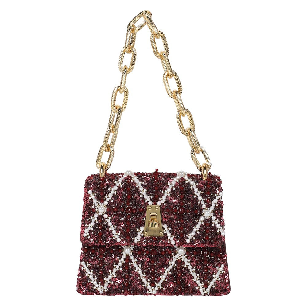 The Leather Garden Erica Sangria Handheld Mini Bag