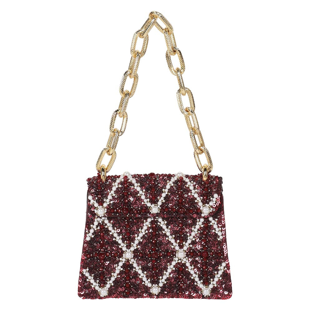 The Leather Garden Erica Sangria Handheld Mini Bag