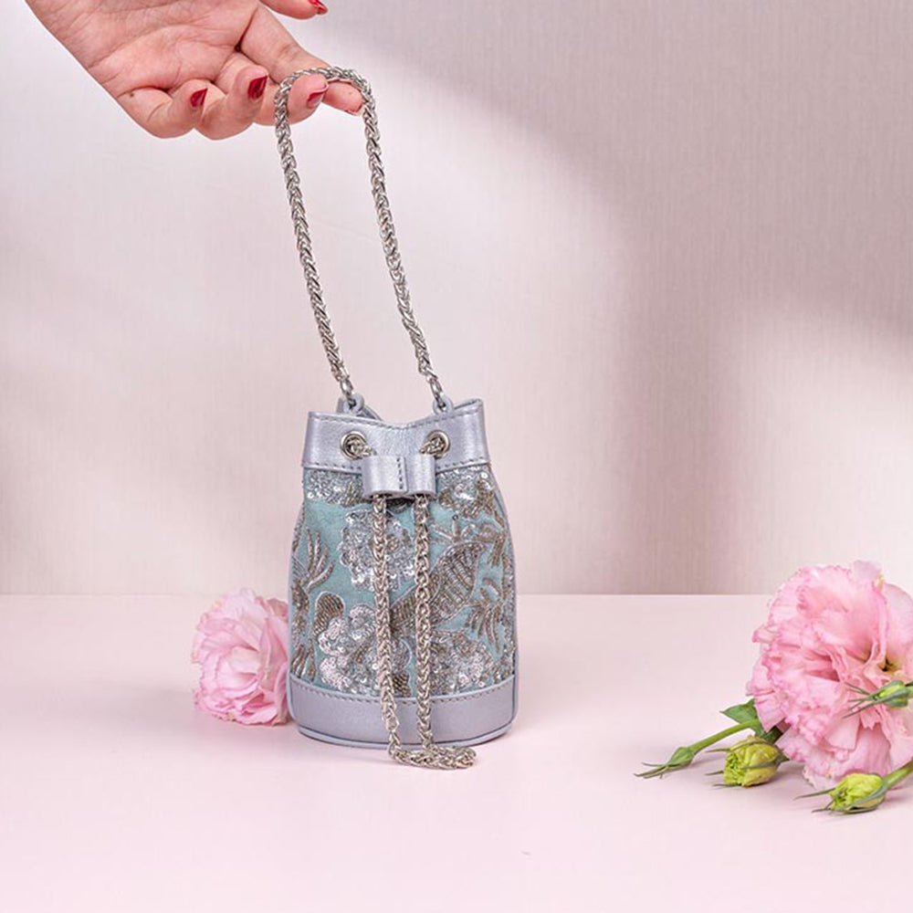 The Leather Garden Sage Leather Mini Bucket Bag