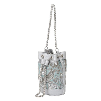 The Leather Garden Sage Leather Mini Bucket Bag