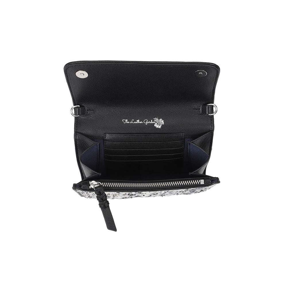 The Leather Garden Plumeria Embellished Crossbody Leather Bag