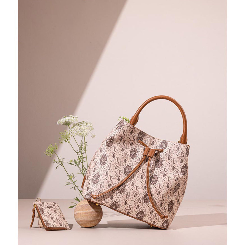 The Leather Garden Womens Florida Bucket Bag Walnut with Pouch