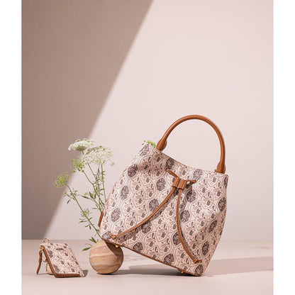 The Leather Garden Womens Florida Bucket Bag Walnut with Pouch