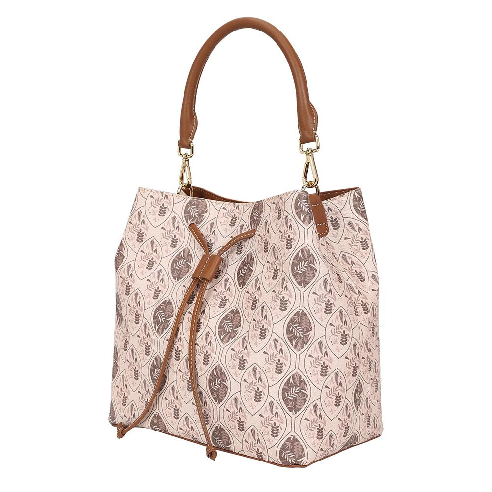 The Leather Garden Womens Florida Bucket Bag Walnut with Pouch