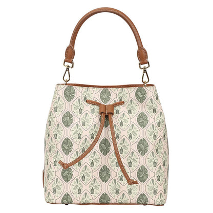 The Leather Garden Womens Florida Bucket Bag Pistachio with Pouch