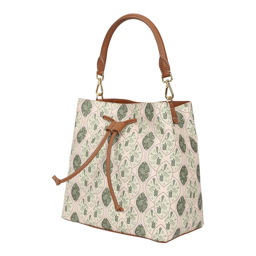 The Leather Garden Womens Florida Bucket Bag Pistachio with Pouch
