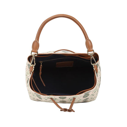 The Leather Garden Womens Florida Bucket Bag Pistachio with Pouch