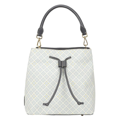 The Leather Garden Womens Florida Bucket Bag Off White with Pouch