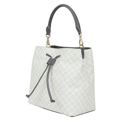 The Leather Garden Womens Florida Bucket Bag Off White with Pouch