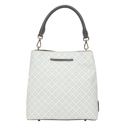 The Leather Garden Womens Florida Bucket Bag Off White with Pouch