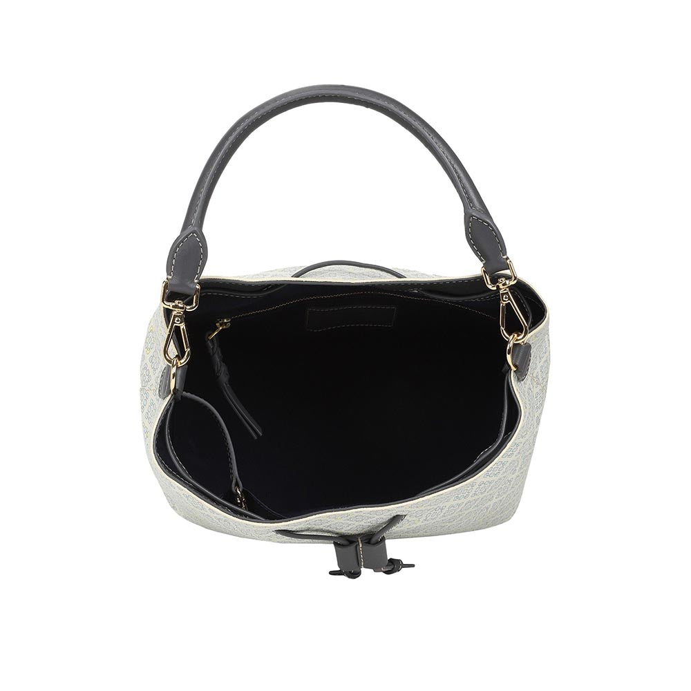 The Leather Garden Womens Florida Bucket Bag Off White with Pouch