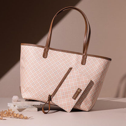The Leather Garden Womens Malibu Tote Bag Salmon with Pouch